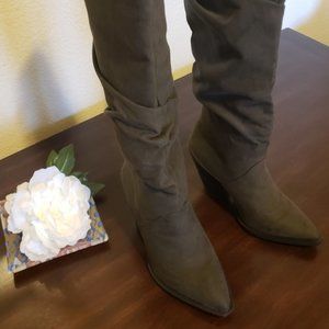 Brown suede tall boots